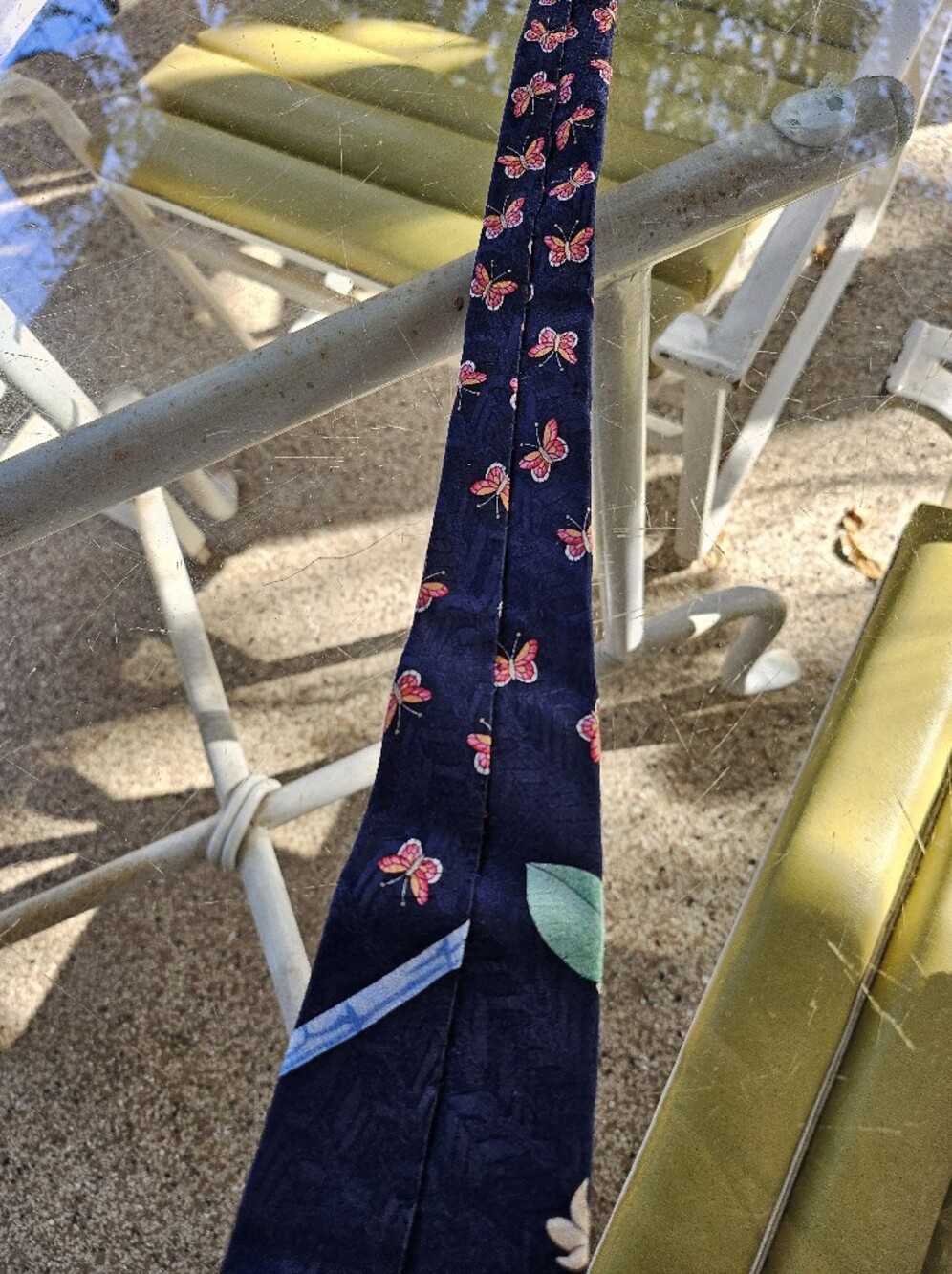 Leonard Paris Silk Tie Dessin No 70445 Blue Floral Butterfly Tie - Picture 11 of 11